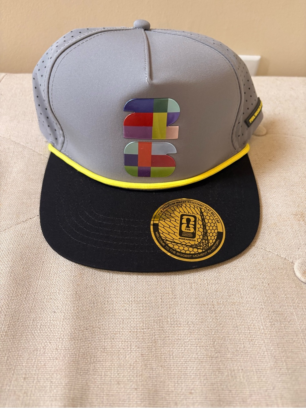 Authentic World Cup FIFA Gray and Black Snapback Cap with Multicolor Logo NWT!!